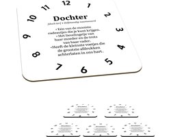 Onderzetters voor glazen - Dochter - Klok - Quotes - Definitie - Spreuken - Cadeau - 10x10 cm - Glasonderzetters - 6 stuks