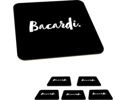 Onderzetters voor glazen - Drinken - Quotes - Bacardi - Drank - Cocktail - 10x10 cm - Vierkant - Onderzetters kurk - Woonaccessoires - 6 stuks