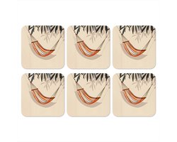 Onderzetters voor glazen - Hangmat - Kleurrijk - Bladeren - Schaduw - 10x10 cm - Glasonderzetters - 6 stuks