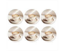 Onderzetters voor glazen - Rond - Cappuccino - Schuim - Schotel - Beige - 10x10 cm - Glasonderzetters - 6 stuks