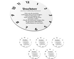 Onderzetters voor glazen - Rond - Dochter - Klok - Quotes - Definitie - Spreuken - Cadeau - 10x10 cm - Glasonderzetters - 6 stuks