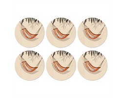 Onderzetters voor glazen - Rond - Hangmat - Kleurrijk - Bladeren - Schaduw - 10x10 cm - Glasonderzetters - 6 stuks