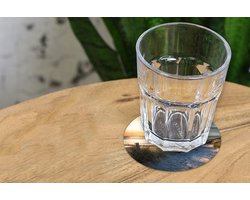 Onderzetters voor glazen - Rond - Zonsondergang - Strand - Duin - Gras - Bank - 10x10 cm - Glasonderzetters - 6 stuks