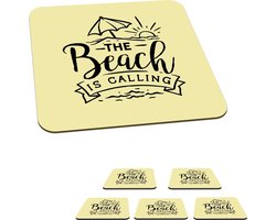 Onderzetters voor glazen - Strand - Parasol - Quotes - 10x10 cm - Glasonderzetters - 6 stuks