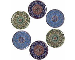 Onderzetters voor glazen - Tafelaccessoires -  Onderzetters  - kurk - Coasters - Set van 6 - Mandala design  - Cadeau