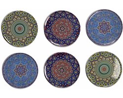 Onderzetters voor glazen - Tafelaccessoires -  Onderzetters  - Met houder - Kurk -  Set van 6 - Mandala design - Cadeau