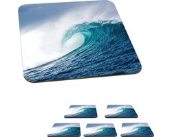 Onderzetters voor glazen - Zee - Golf - Schuim - 10x10 cm - Glasonderzetters - 6 stuks