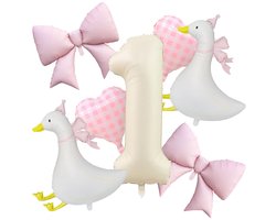 One Silly Goose 1e Verjaardag Decoraties Meisje 7 Stks Gans Ballonnen Roze Boog - ShopVlot