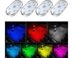 Oneay 4-pack — Draadloze LED-interieurverlichting voor de auto; voorzien van 6 ingebouwde, extra heldere LED-lampjes. Dankzij het draagbare en via USB oplaadbare ontwerp fungeren deze als ideale decoratieve nachtlampjes voor uw voertuig.