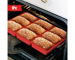Oneay Mini-broodvormpjes van siliconen (rood, 1 stuk per verpakking), mini-broodbakvormpjes – geschikt voor het bakken van maïsbrood, brownies, cheesecake, chocolade en kleine broodjes; ovenbestendig en herbruikbaar.