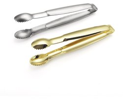 Oneay Set van 2 mini suikerclips voor het serveren van eten, kleine serveerclips, keukenclips, geschikt voor hapjes, theekransjes, koffiebars en desserts (zilver en goud).