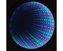ONEINDIG LICHT SPIEGEL – 43 LEDS - SPACE LAMP - ROOD LICHT - RONDE SPIEGEL
