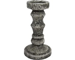 Oneiro’s Luxe kandelaar STRONG STEENGRIJS – D13,5 H25cm- kaarsenhouder - waxinelichthouder - decoratie – woonaccessoires – wonen -decoratie – kaarsen – metaal - hout
