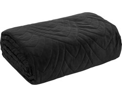 Oneiro’s luxe LUIZ type 6 Beddensprei Zwart- 220x240 cm – bedsprei 2 persoons - zwart– beddengoed – slaapkamer – spreien – dekens – wonen – slapen