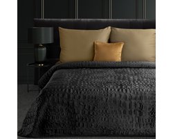 Oneiro’s luxe SALVIA Type 7 Beddensprei Zwart - 220x240 cm – bedsprei 2 persoons - beige – beddengoed – slaapkamer – spreien – dekens – wonen – slapen