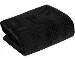 Oneiro’s luxe SOFIA Beddensprei Zwart - 230x260 cm – bedsprei 2 persoons - zwart – beddengoed – slaapkamer – spreien – dekens – wonen – slapen