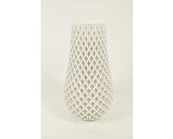 Oneiro’s Luxe Vaas Ruitvaas wit, 3d geprint D14 H24cm – binnen – buiten – luxe – accessoires – tuin – decoratie – bloemen – voor binnen – keramiek