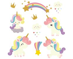 ONF3 - Eenhoorn Muurstickers - Decoratieve Wandstickers - Meerkleurig - Verwijderbaar - Kinderkamer Decoratie - Voor Jongens en Meisjes - Vinyl