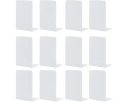 ONF3 - Metal Bookends - Decoratieve Boekensteunen - Non-slip Design - Wit - Boekenhouder - Voor School en Thuis - 6 Stuks