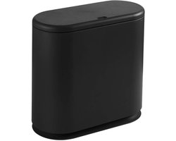ONF3 - Prullenbak - Scandinavische stijl - Compact design - Zwart - Duurzaam - Ideaal voor badkamer keuken kantoor - Ovale split prullenbak