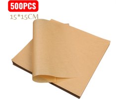 Ongebleekt bakpapier 500 vellen, 15*15cm antiaanbak bakpapier, bakpapier, geschikt voor koken, grillen, stomen, pannen, airfryers en hamburgerpapiertjes