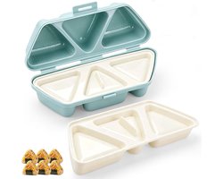 Onigiri Vorm - Onigiri Mold - Maak 6 onigiri tegelijk - PP - Sushi Onigiri mallen - Sushi vormen Triangel - Rijstbal Maker Mal - Onigiri Mal - Keukengereedschap - Driehoekige rijstbolvorm - Voor het maken van sushi - Blauw