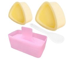 Onigiri Vorm - Set van 3 - Onigiri Mold - PP - Sushi Onigiri mallen - Sushi vormen Triangel - Rijstbal Maker Mal - Sushi Maker Set - Onigiri Mal - Keukengereedschap - Driehoekige rijstbolvorm - Voor het maken van sushi - 7*7.5*4 CM - Geel/Roze