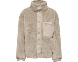 ONLY Dames Jas Beige – Oversized Fit – Teddy 100% Polyester – Warme Winter