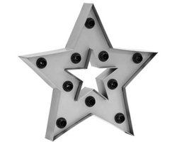 Only Natural fantastische grote figuur lamp verlichting vintage stijl zilver metaal 56 cm ster voor muur