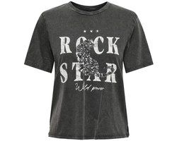 ONLY ONLLUCY LIFE S/S TIGERS TOP BOX JRS Dames T-shirt - Black Rock Star