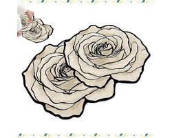 Onregelmatig gevormde vloermat - Vloermat met bloemen- en strepenpatroon - Vloerkleed met 3D optische illusie - Mooie en duurzame vloermat - Superabsorberende vloermat - Beige - 40x60cm - Geschikt voor hal, keuken, woonkamer en badkamer