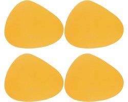 Onregelmatige leren onderzetters - set van 4 - geel - kunstleer - 13,5 x 11 cm