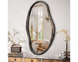 Onregelmatige Wandspiegel met Houten Frame - Modern Decoratief voor Woonkamer, Badkamer en Slaapkamer