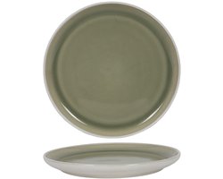 Ontbijtbord matwit/groen Ø21,4cm 6 stuks