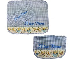 Ontbijtset 3-delig - Kinderkleding set - Voor de opvang - Personaliseerbaar met naam - 48 x 38 cm - Geruit Katoen