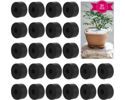 Onzichtbare bloempot voeten - 24 stuks - zwarte rubberen risers - ronde vorm