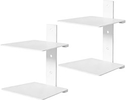 Onzichtbare boekenplanken, 4 verdiepingen, verticale boekentoren, zwevende planken voor muurdecoratie in woonkamer, slaapkamer en badkamer, metalen boekenkast (wit)