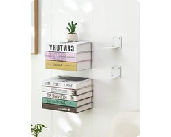 Onzichtbare Zwevende Boekenplanken Set van 4 - Heavy-Duty Metalen Boekenorganizers voor Slaapkamer - Wit