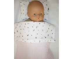 Oogappel Poppen Beddengoed Poppendeken met Kussentje Lente-Roze