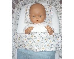 Oogappel Poppen Beddengoed Poppendeken met Kussentje Leo-Licht Blauw