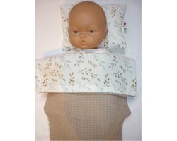 Oogappel Poppen Beddengoed Poppendeken met Kussentje Wilgentak-Beige