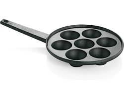 Oogpan met 7 verdiepingen voor poffertjes slakken Takoyaki Ebelskiver Liwanzen vormpjes - 3526 007 - Gietijzeren pan Poffertjes pan