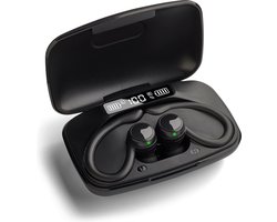 OOQE FIT PRO - Draadloze Oordopjes | Ergonomische Haakjes | Valt Niet Uit Je Oren | Bluetooth Oortjes voor Sport, Hardlopen, Fietsen, Fitness etc. | 80 Uur Batterijduur | Zuiver Geluid | Zweet- en Waterbestendig | Heldere Telefoongesprekken | Zwart