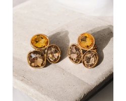 Oorbellen bergkristal beige
