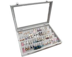 Oorbellen Organiser, Fluwelen Clear Deksel Oorbel Houder & 40 paar Oorbellen Opbergdoos, Sieraden Dozen Display Showcase Afsluitbaar, Stofdicht, 33,4 cm (L) X 23,3 cm (B)