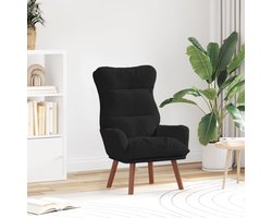 Oorfauteuil Fluweel - Comfortabele Stoel - Ontspannen Lezen - Ergonomisch Ontwerp - Gewatteerd Zitkussen - Zwart
