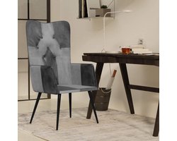 Oorfauteuil Leer - Lounge stoel - Ontspannen in huis - Gevoerde rugleuning - 55 x 41 x 97 cm - Grijs