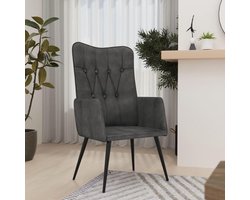 Oorfauteuil - Leunstoel Fauteuil - Ontspannen Zitten - Gevoerde Rugleuning - 55 x 41 x 97 cm - Zwart