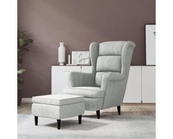 Oorfauteuil met kruk - Relaxstoel fluweel - Comfortabel ontspannen - Zachte luxe stof - 78 x 90 x 965 cm