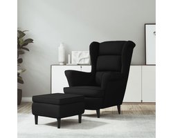 Oorfauteuil met kruk - Relaxstoel fluweel - Woonkamer ontspanning - Zacht fluweel gevoel - 78 x 90 x 965 cm